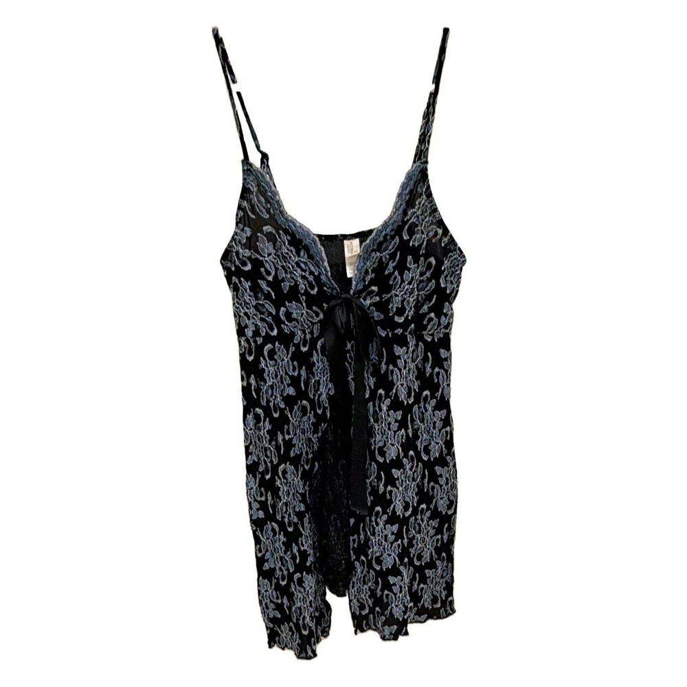 Vintage 1998 Victoria's Secret Floral Lace Full Slip Bow M Made USA Y2K